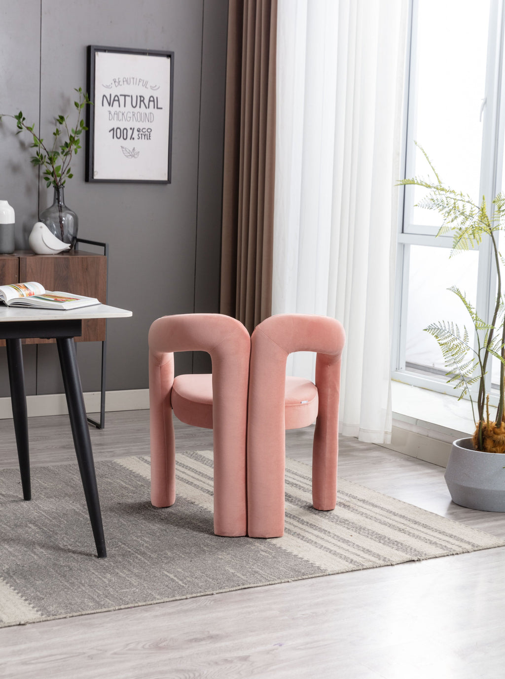 Contemporary Velvet Fabric Upholstered Accent Side Chairs (Set of 2)