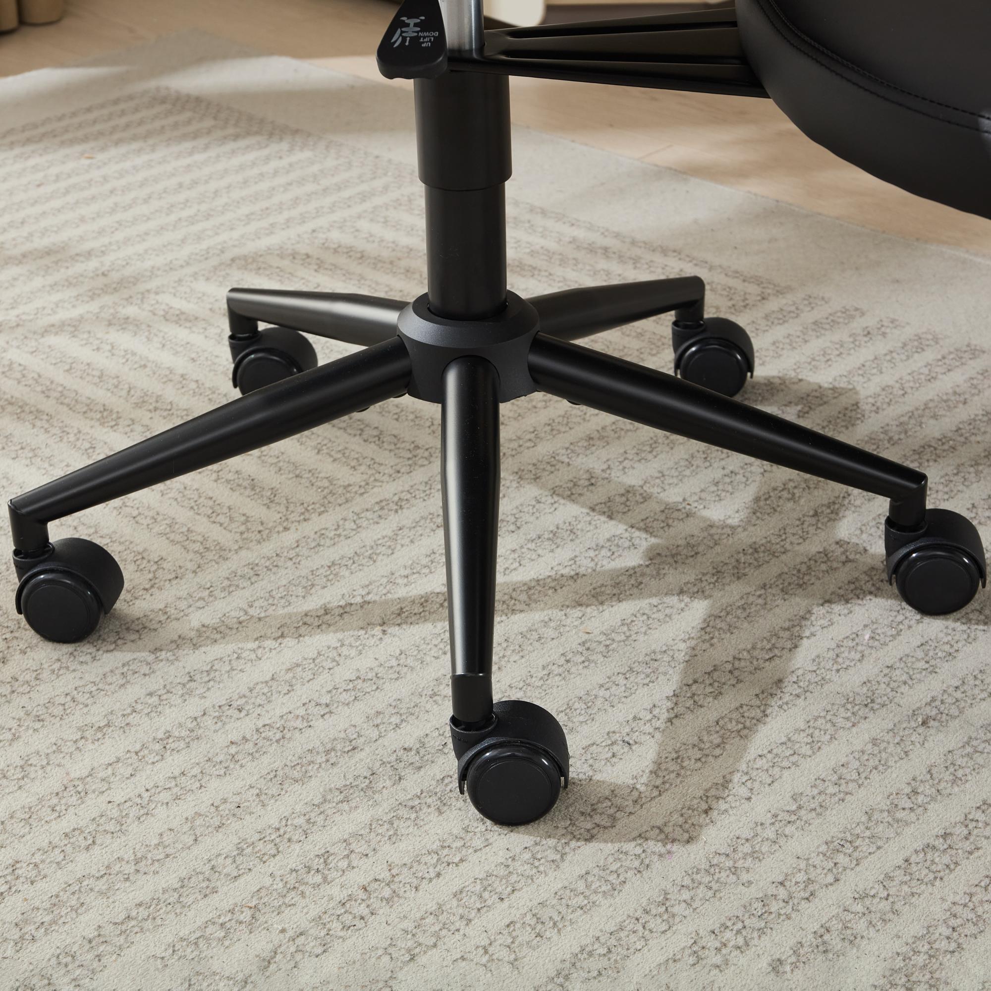 Black Flexible Design Meditation Cross Legged PU Leather Chair with Wheels