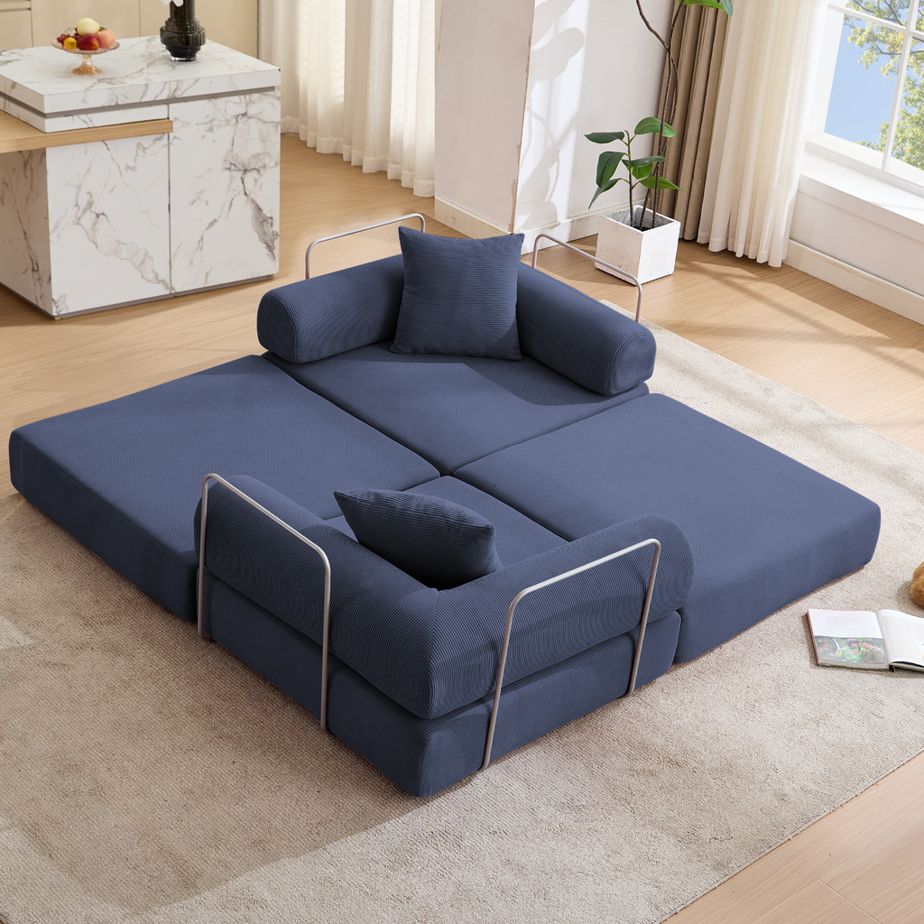 2 Seat Convertible Couch Folding Mattress Couch Sofa Bed