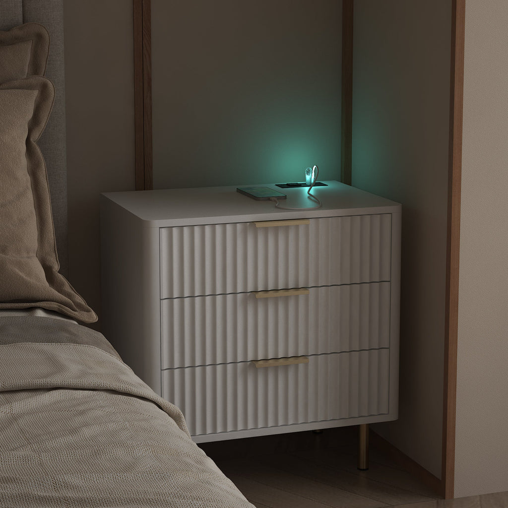 Modern Night Stand with Storage Cabinet for Bedroom with 3 Drawers