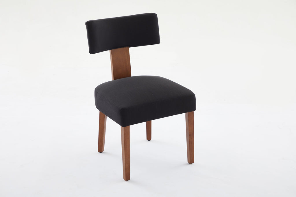 2Pcs  Modern Armless Dining Chairs With Curved Wingback and Solid Wooden Legs