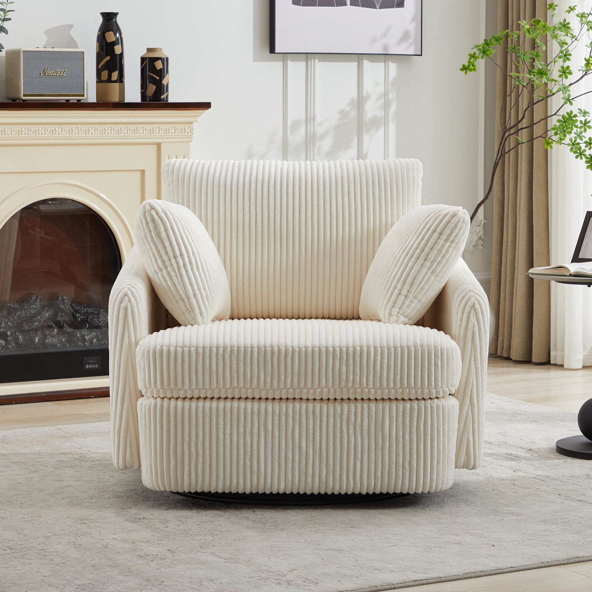 40.55'W Swivel Accent Sofa Chair with 2 Thorw Pillows