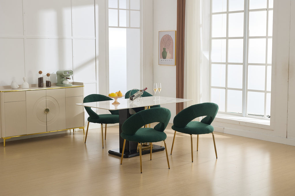 Velvet/Teddy Fabric Dining Chairs with Curved Backrest