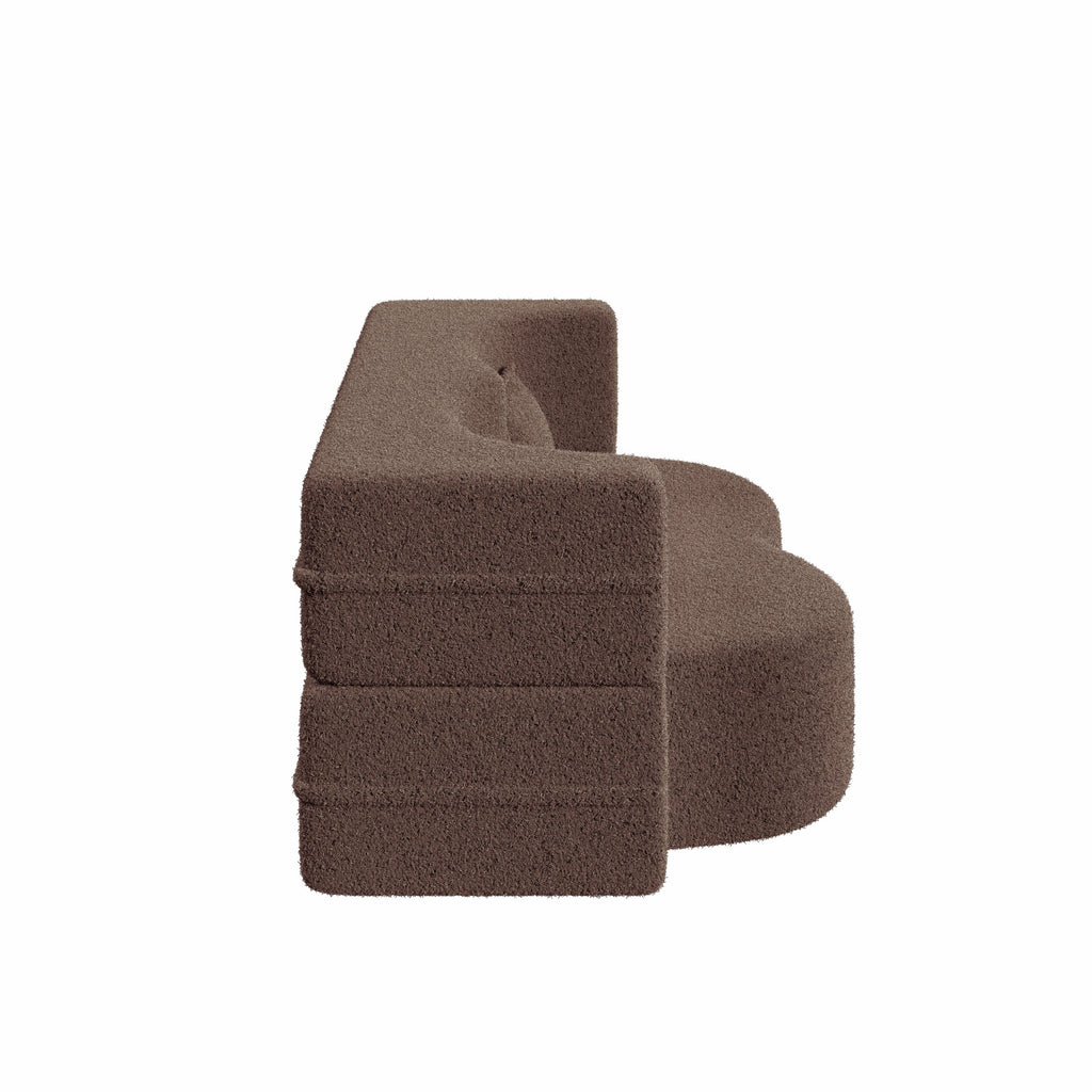 Modern Convertible Teddy Fabric Sofa with 2 Pillows