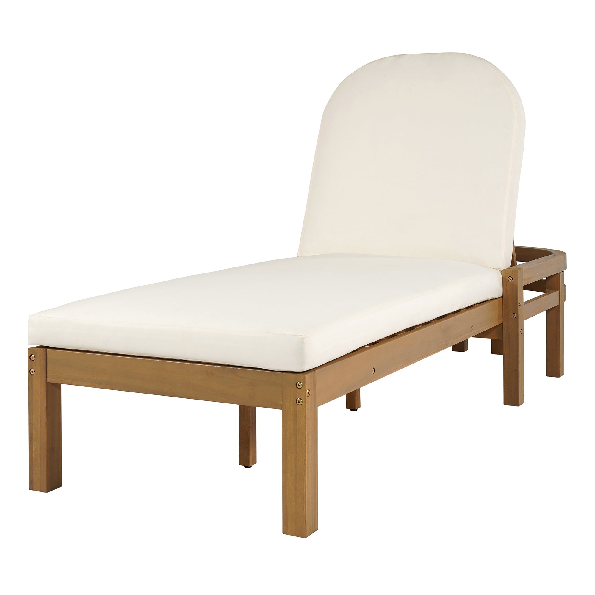 Acacia Wood Chaise Lounge Chairs 5-Position Adjustable Backrest for Patio Poolside