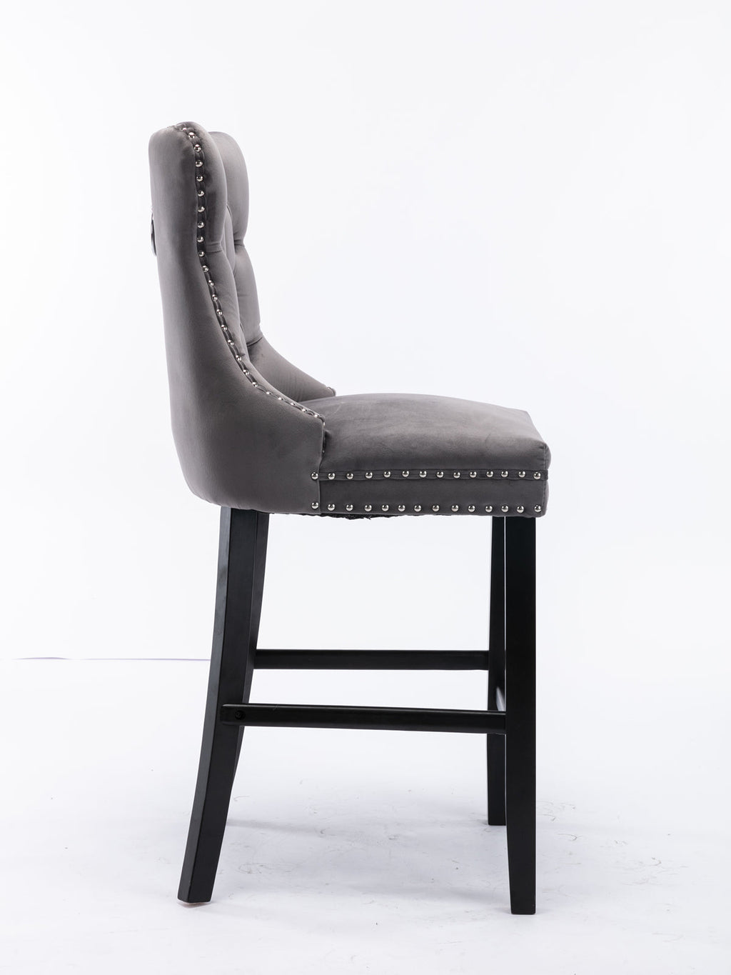 Contemporary Velvet Upholstered Barstools with Button Tufted Decoration (Set of 2)