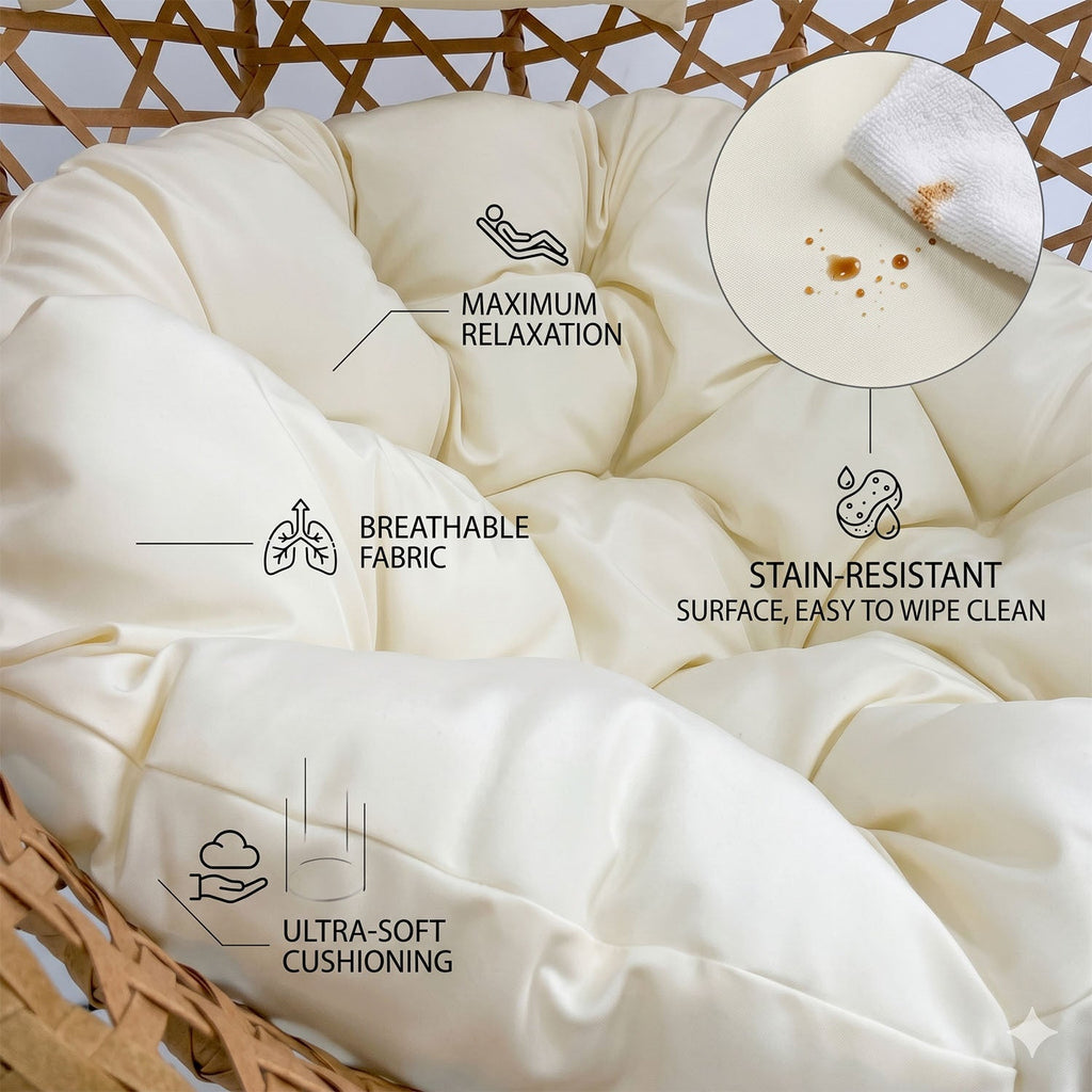 Folding PE Rattan Hanging Egg Chair with Aluminum Steel Frame