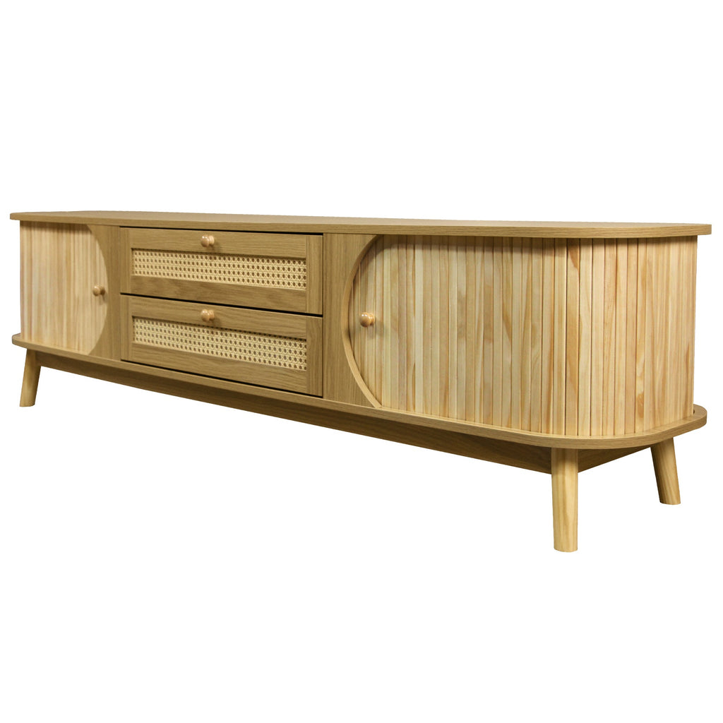 Modern Farmhouse Rattan TV Stand  Up to 75''
