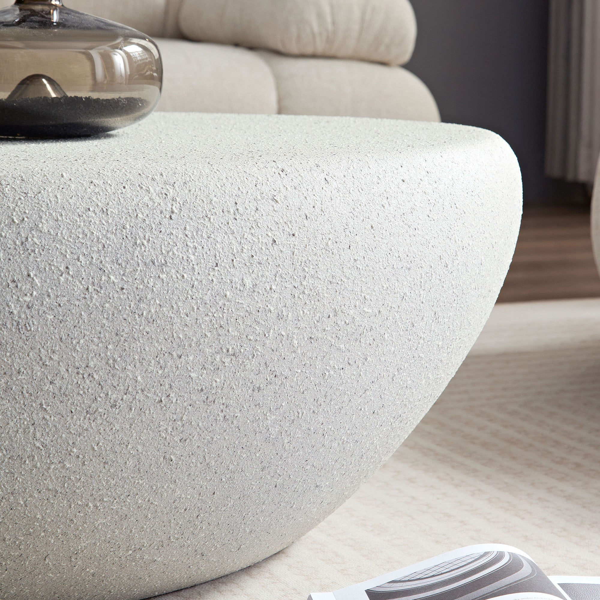 43.31'' Fiberglass Elliptical Coffee Table for Living Room