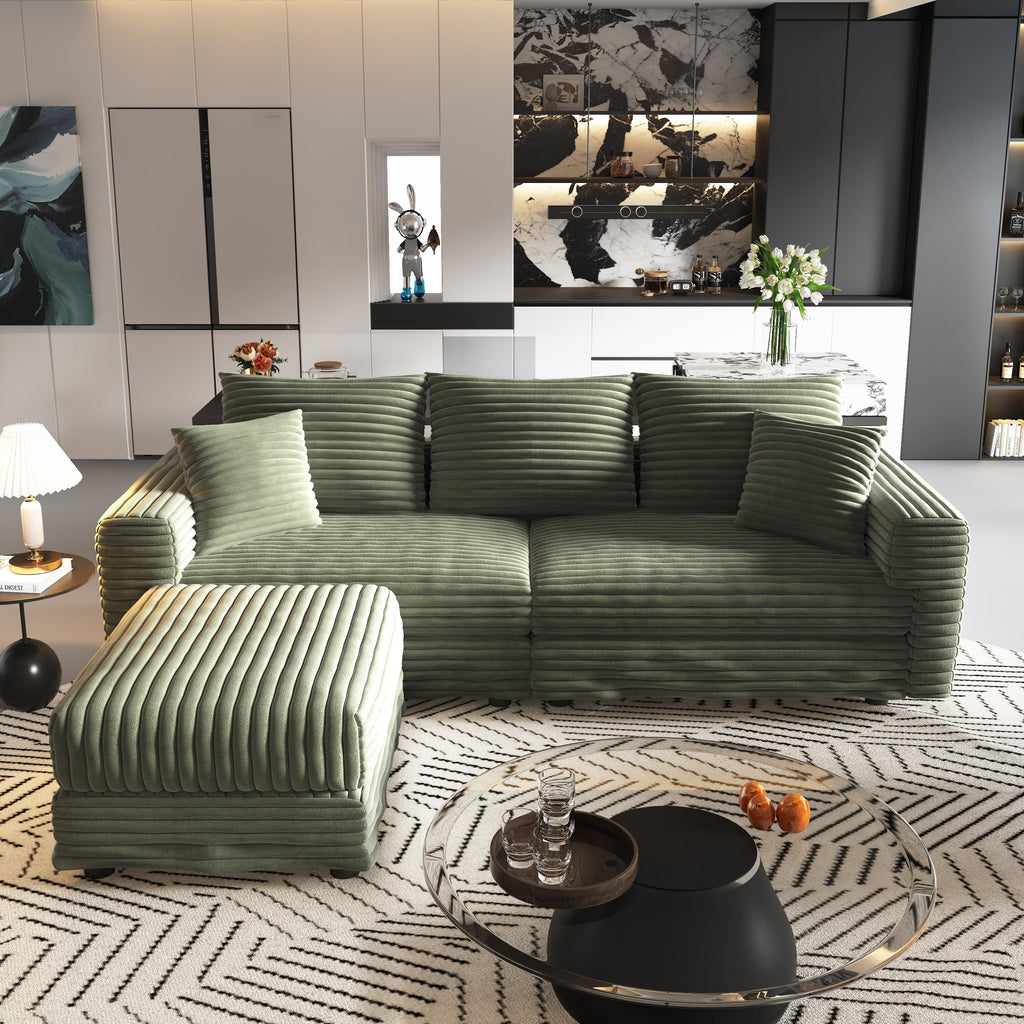 82.7' Modern Comfy Cloud Couch Sofa with Soft Pillows + Ottomans Option