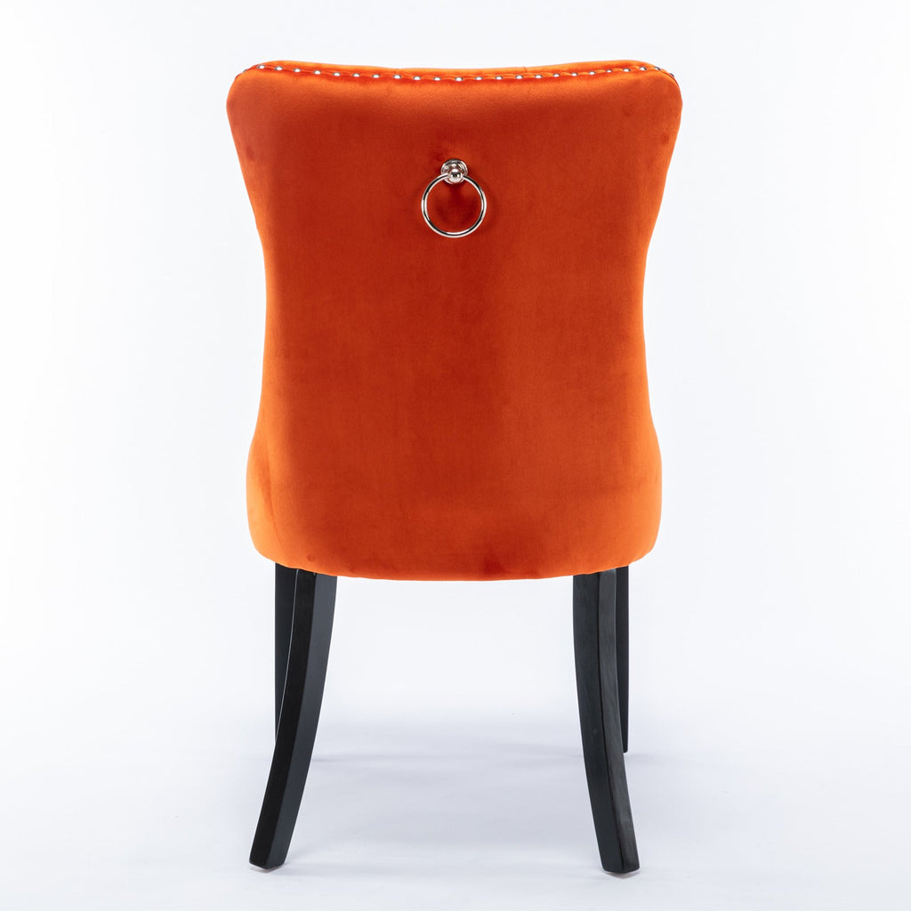 Modern High-end Tufted Solid Wood Velvet Dining Chair(Set of 2)