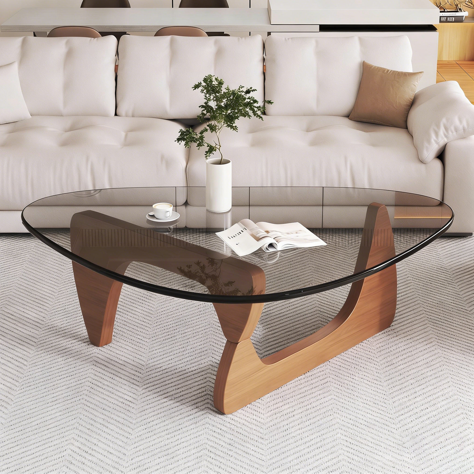 35.8' x 25.6' x 15.7' Mid Century Modern Glass Coffee Table