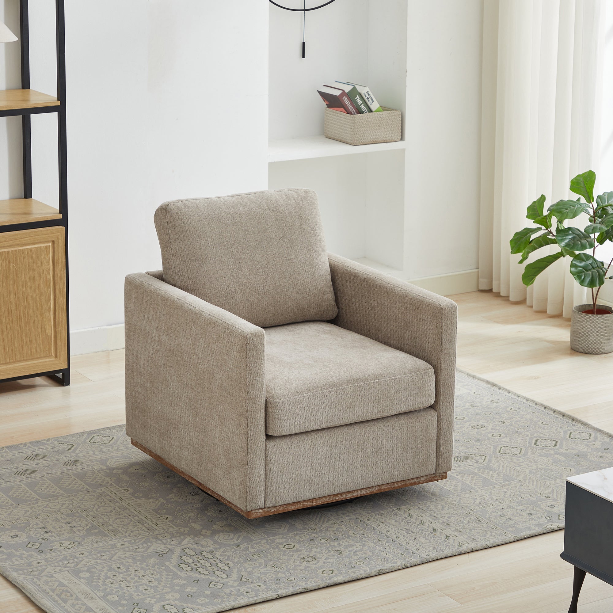 Modern Square Chenille Upholstered Swivel Accent Chair