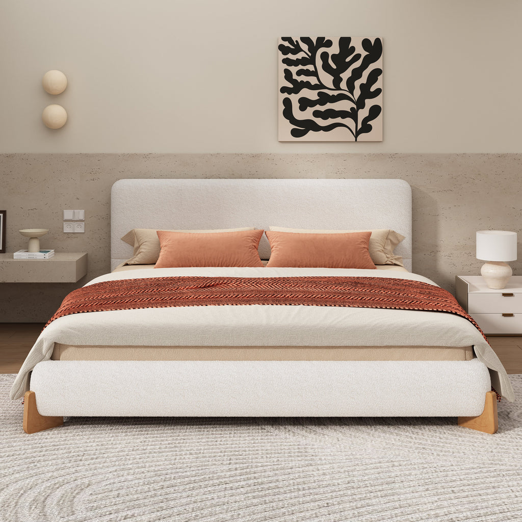 Elegant Boucle Upholstered Bed