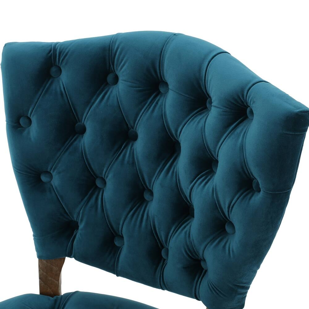 Traditional European Style Tufted Velvet Dining Chairs（Set of 2）