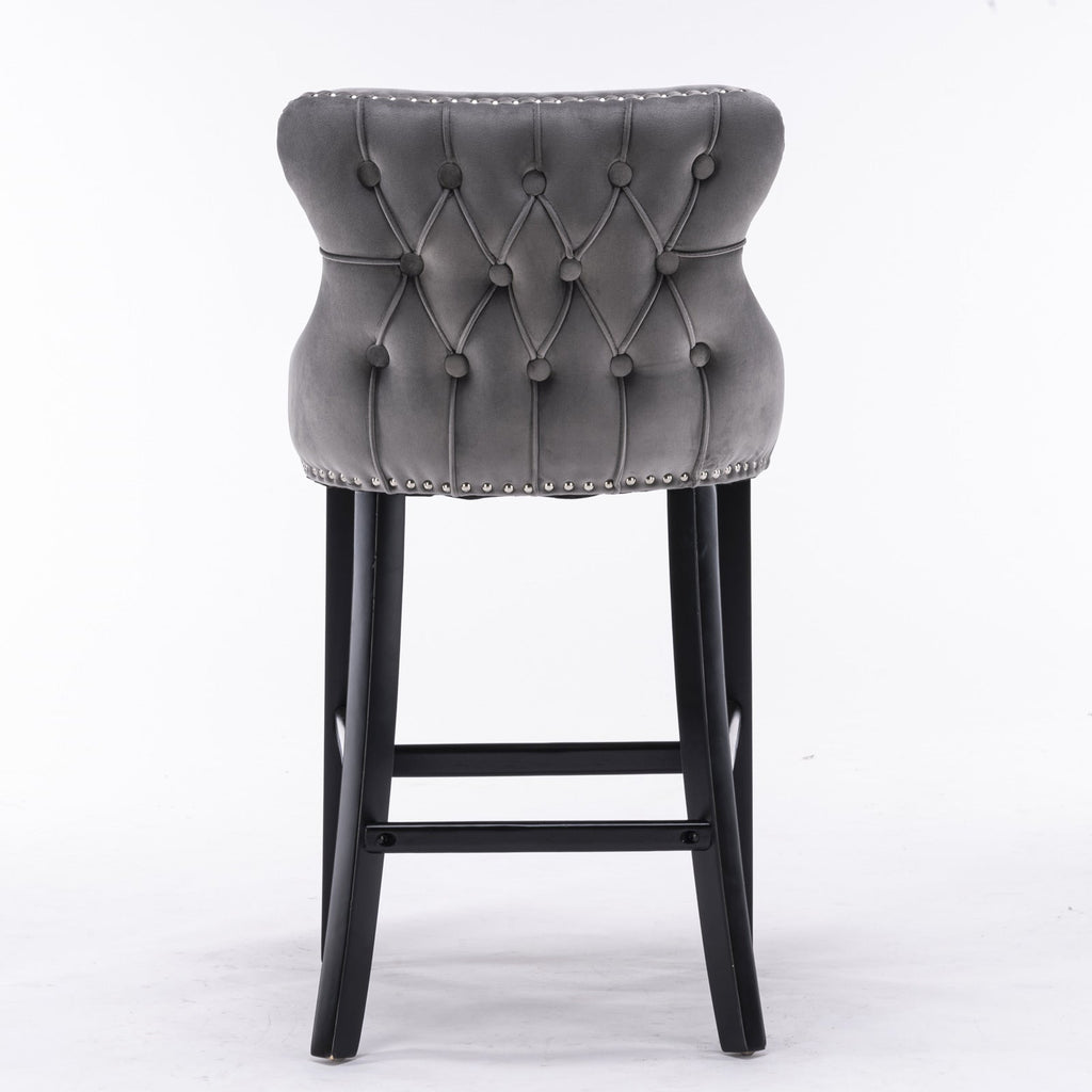 Leisure Style Velvet Upholstered Wing-Back Barstools (Set of 2)