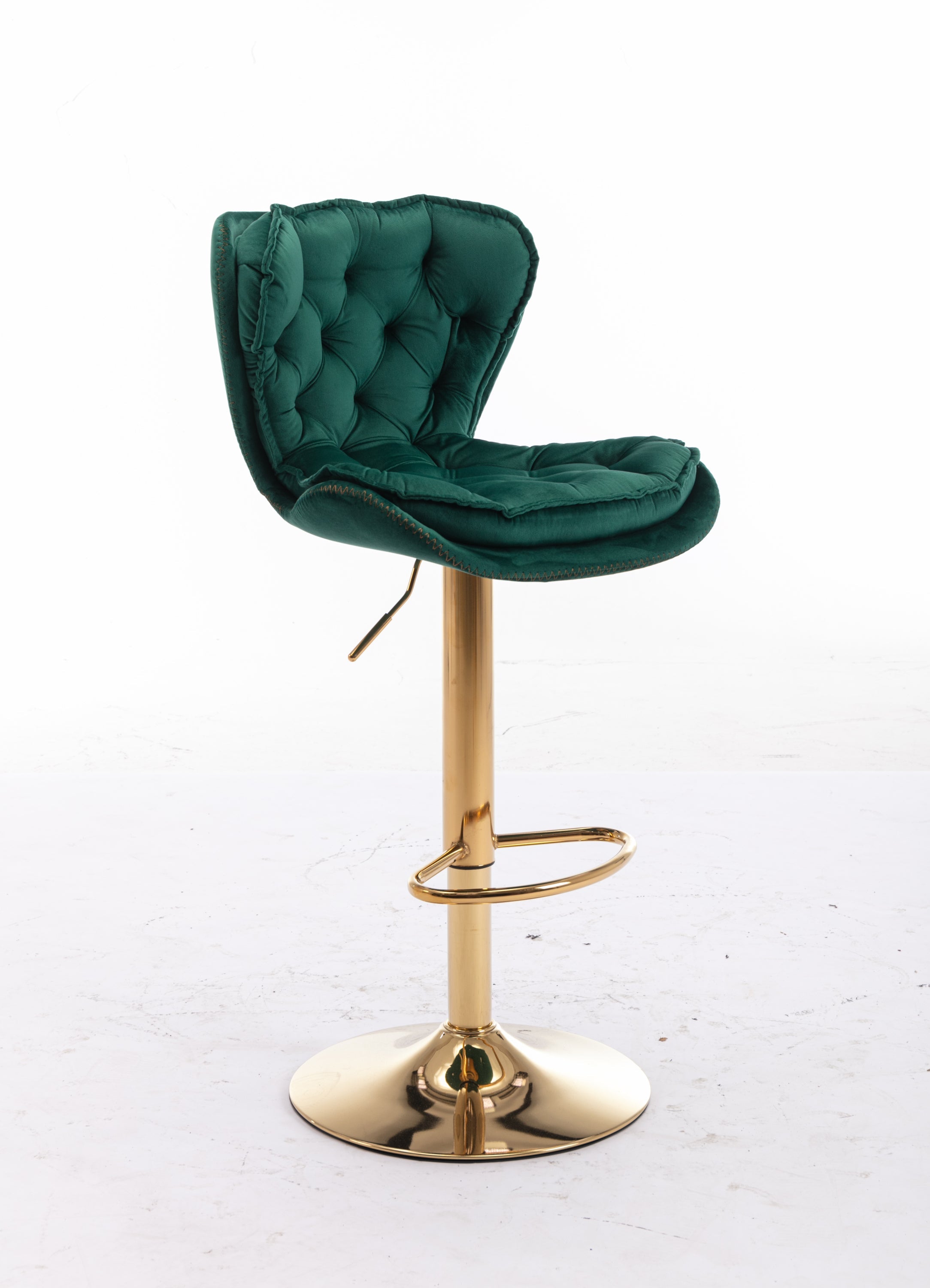 Velvet Bar Stools Set of 2 - Gold Base Adjustable Swivel Counter
