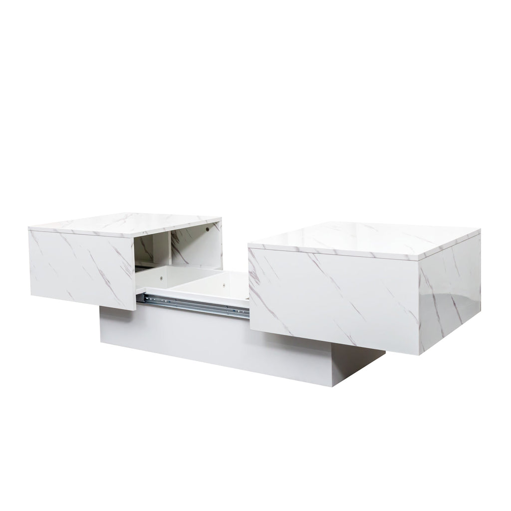 White Coffee Table with Sliding Tabletop