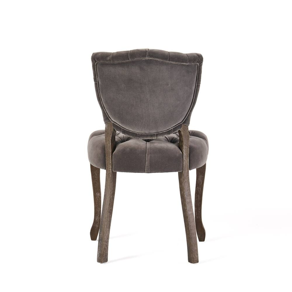 Traditional European Style Tufted Velvet Dining Chairs（Set of 2）
