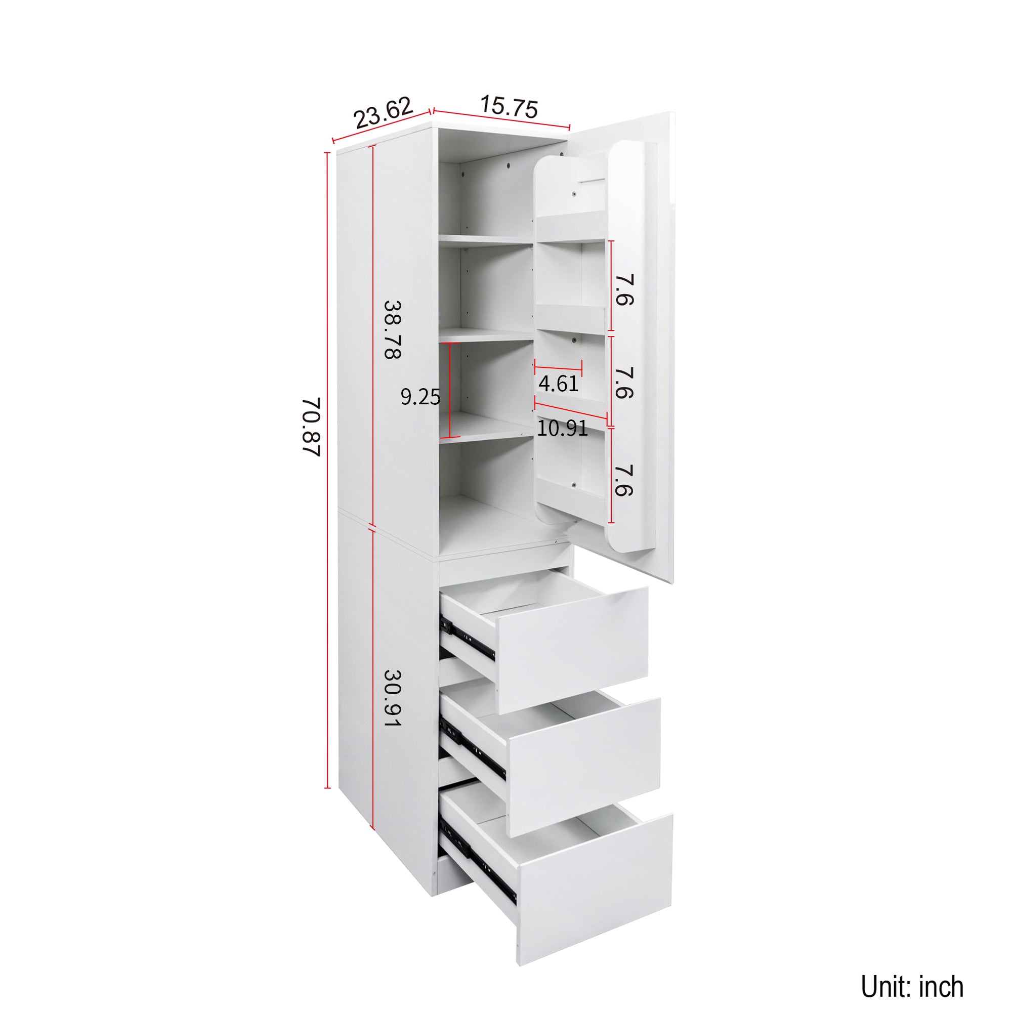 White Kitchen Pantry Storage Cabinet