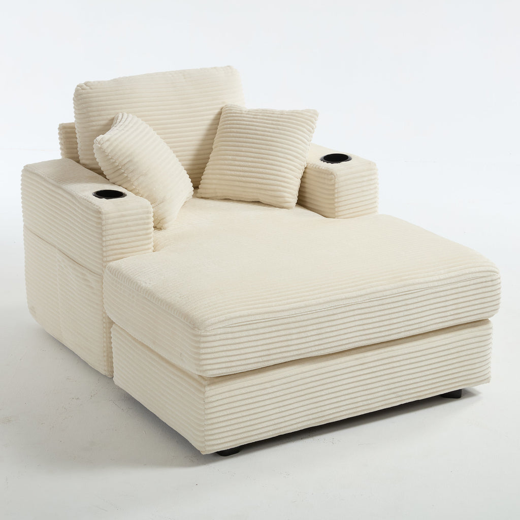 Corduroy Upholstered Chaise Lounge Sofa