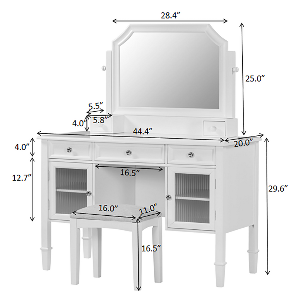 Elegant White Makeup Vanity Desk