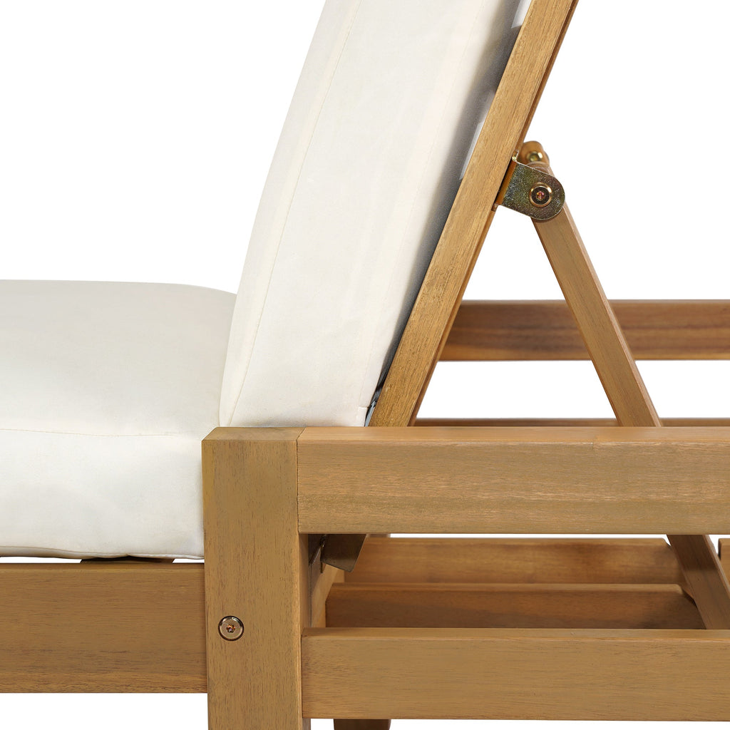 Acacia Wood Chaise Lounge Chairs 5-Position Adjustable Backrest for Patio Poolside