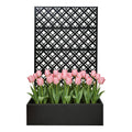 Black Metal Raised Garden Bed with Trellis for Climbing Plants