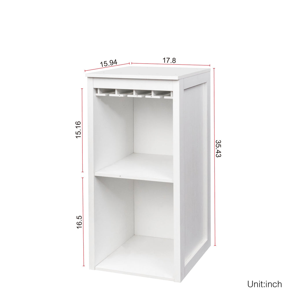 White Modular Wine Bar Cabinet with Storage Shelves