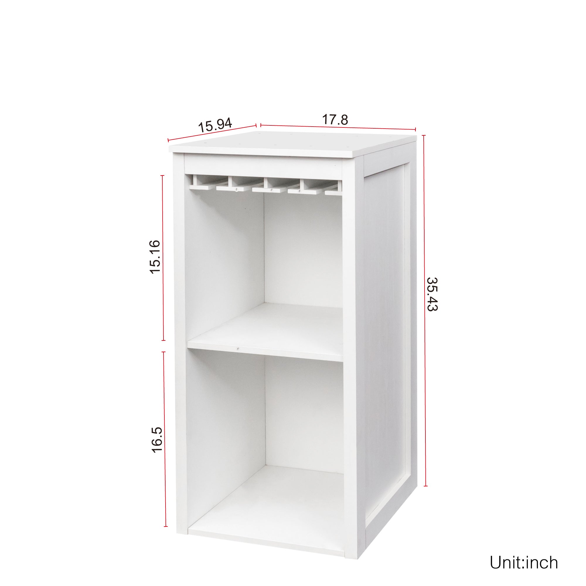 White Modular Wine Bar Cabinet with Storage Shelves