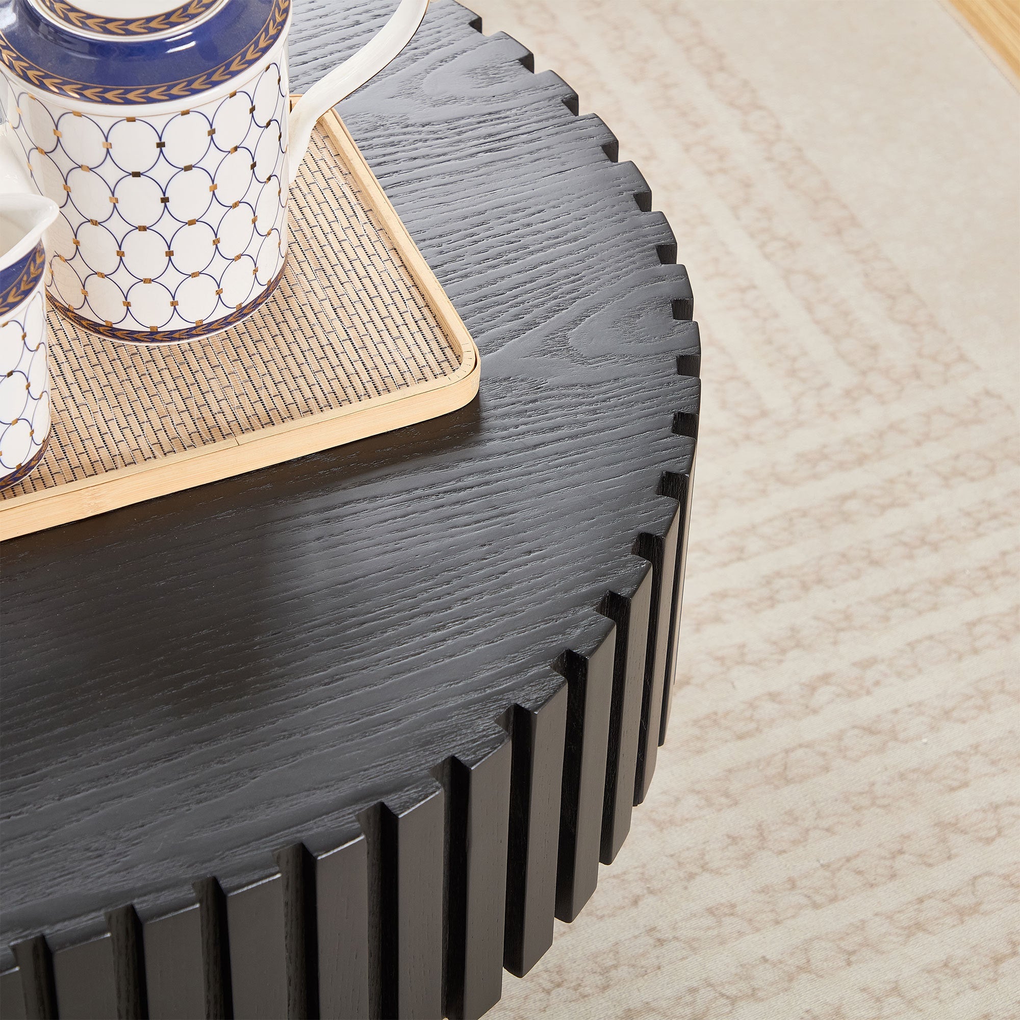 43.70 Inch Modern Handcraft Drum and Oval Coffee Table