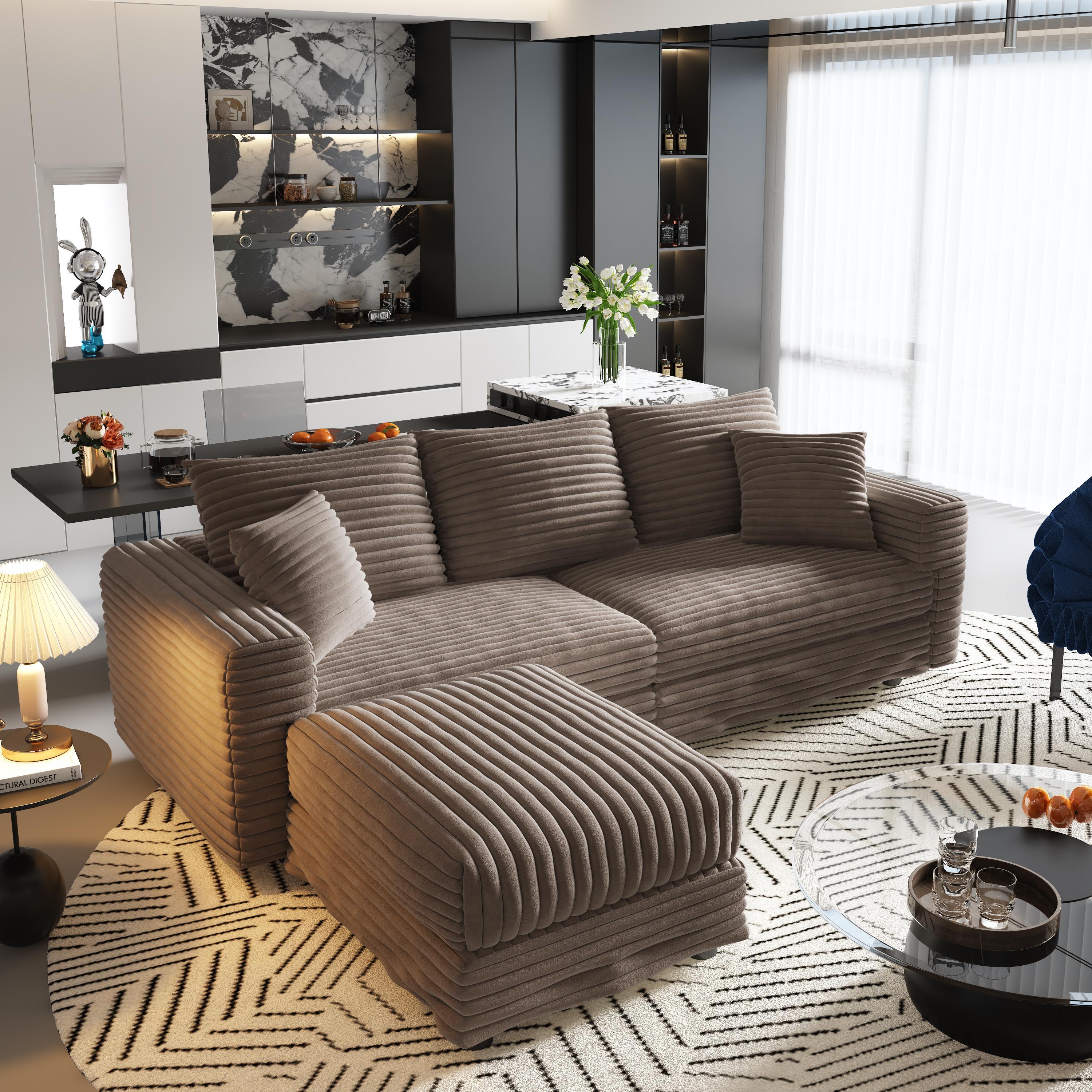 82.7' Modern Comfy Cloud Couch Sofa with Soft Pillows + Ottomans Option