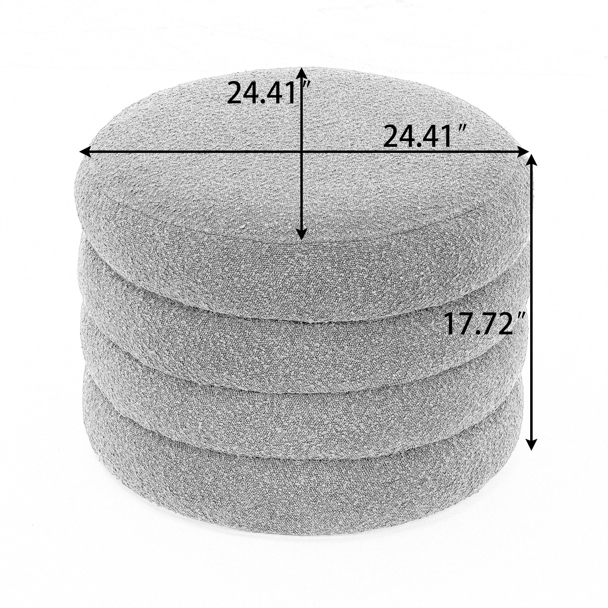 Velvet Fabric Storage Round Ottoman Footstool with Wooden Shelves