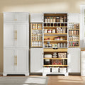 78" Tall Farmhouse Kitchen Pantry Cabinet with Shelves Drawer Wine Rack