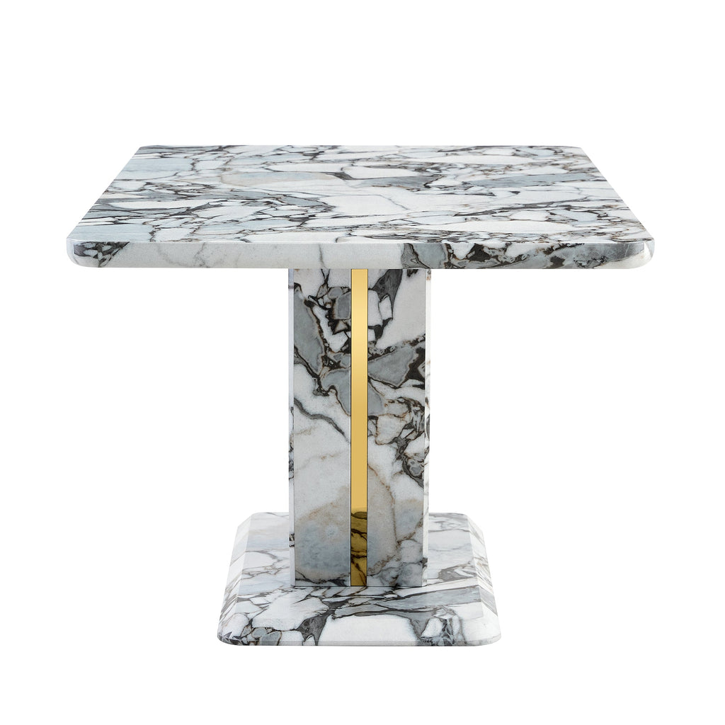Modern 63'' Imitation Marble Dining Table for 4-6 people