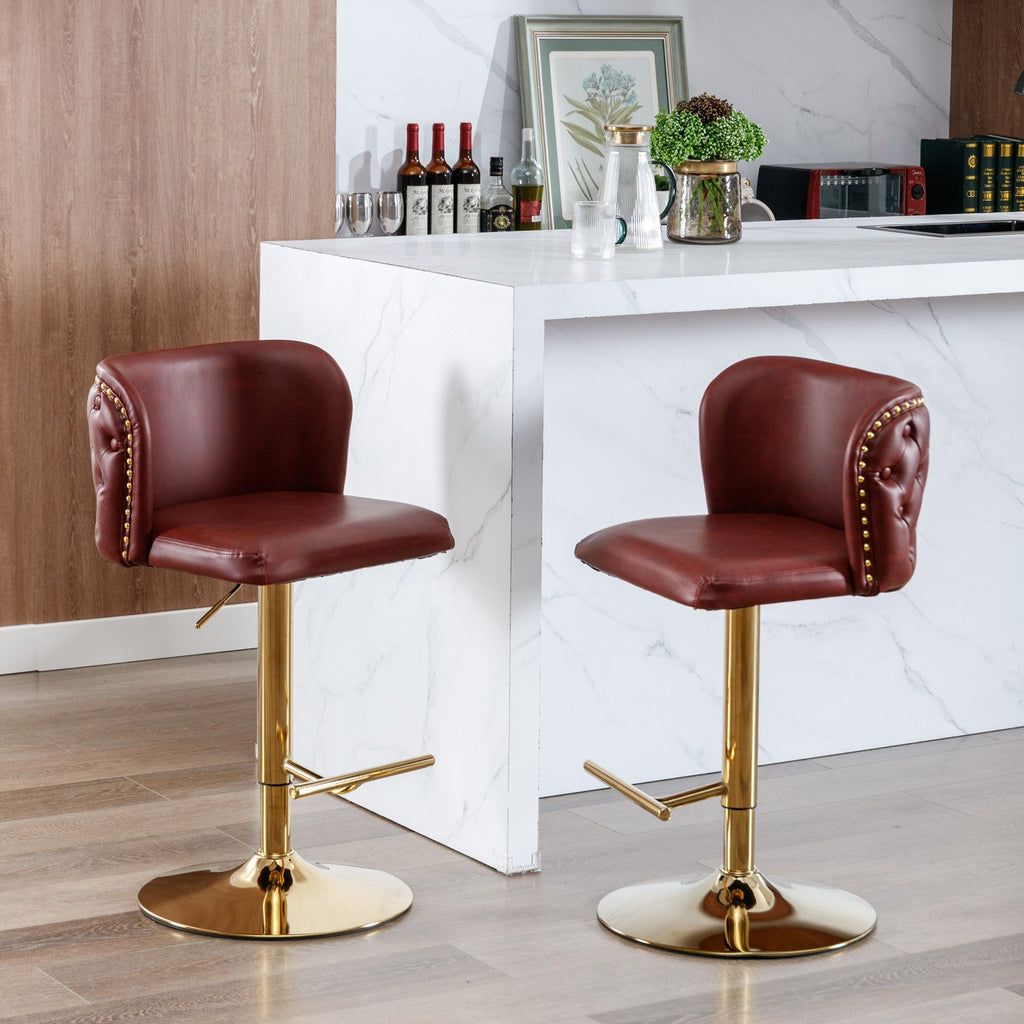 Modern PU Upholstered Bar Stools（Set of 2）