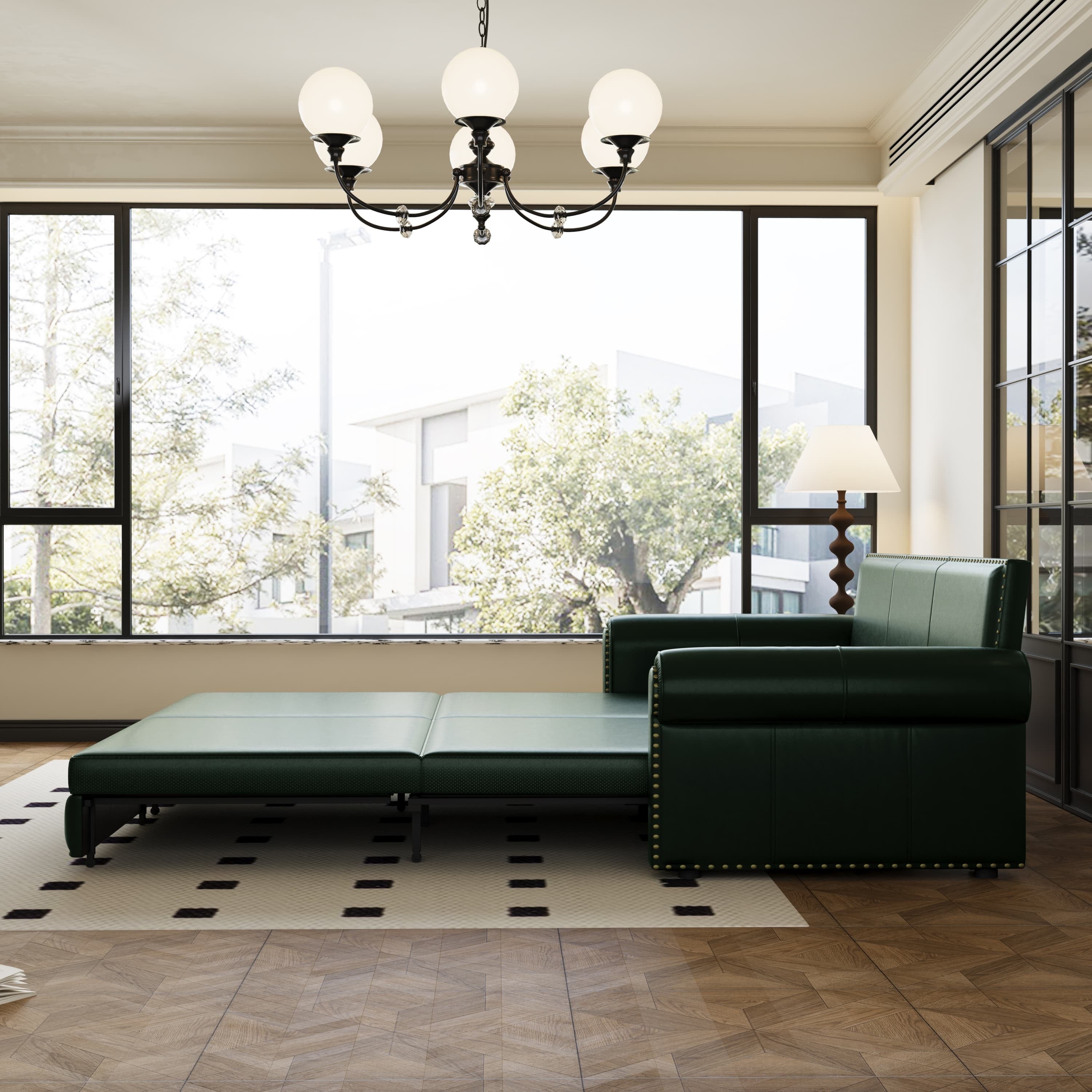 3-in-1 Faux Leather Convertible Sleeper Sofa Bed