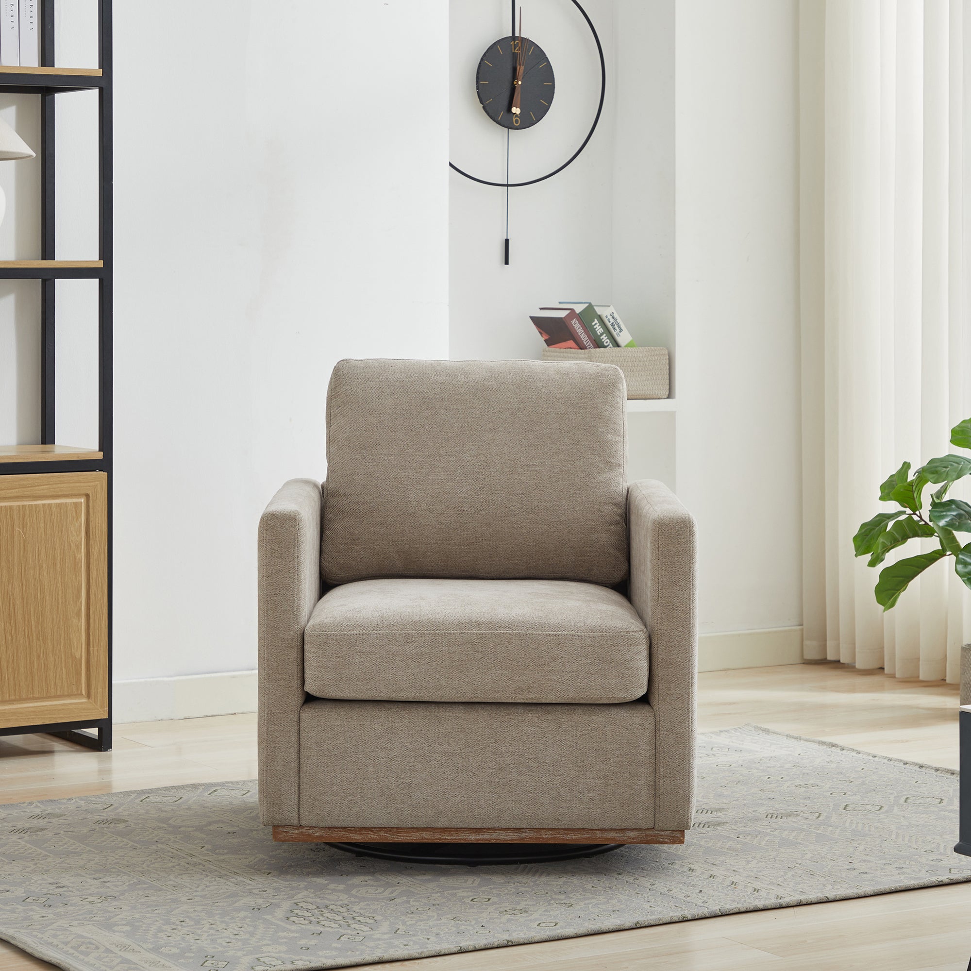 Modern Square Chenille Upholstered Swivel Accent Chair