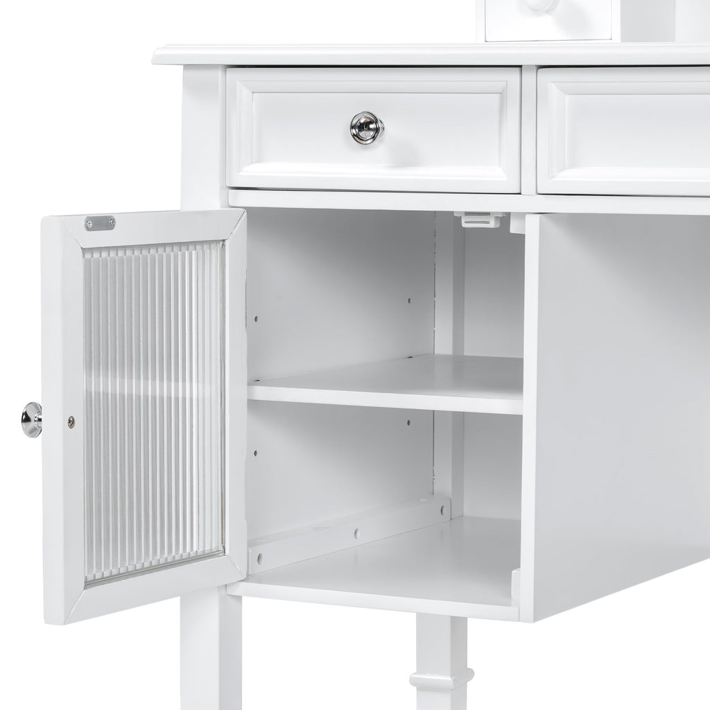Elegant White Makeup Vanity Desk
