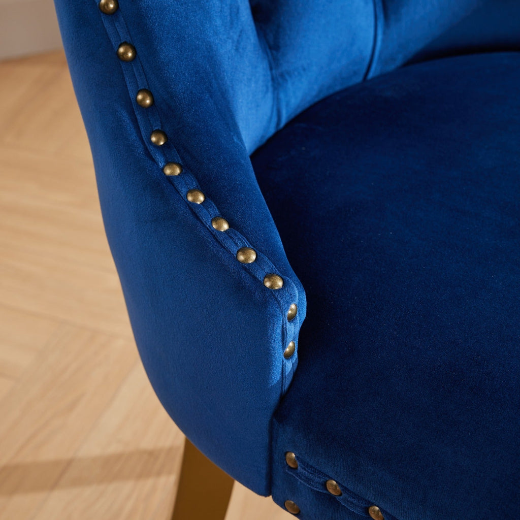 Mid-Century Velvet Dining Chairs with Lion Head Pull Ring (Set of 2)
