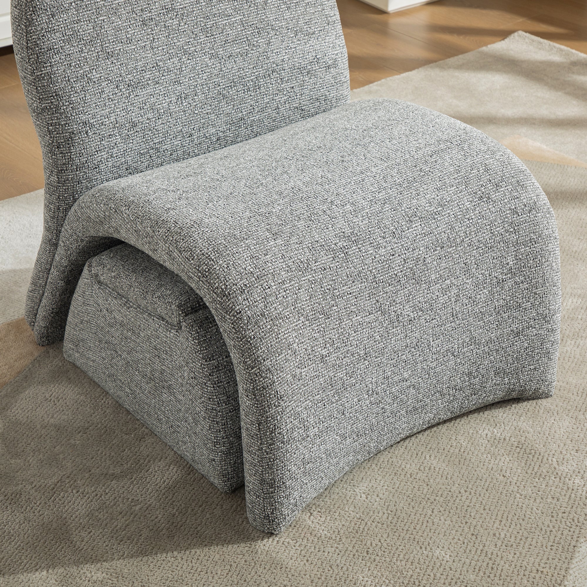 24.8 ' Wide Modern Upholstered Armless Chair with Storage Ottoman