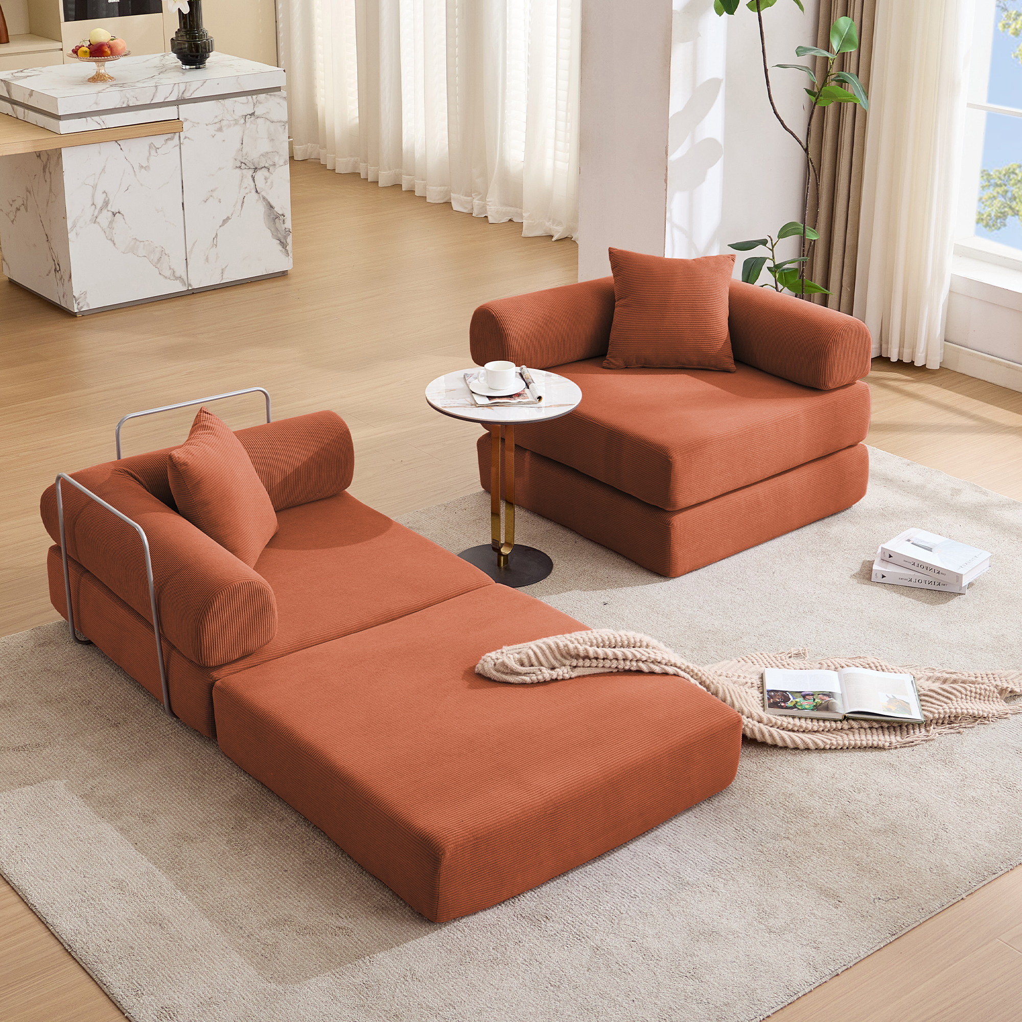 2 Seat Convertible Couch Folding Mattress Couch Sofa Bed