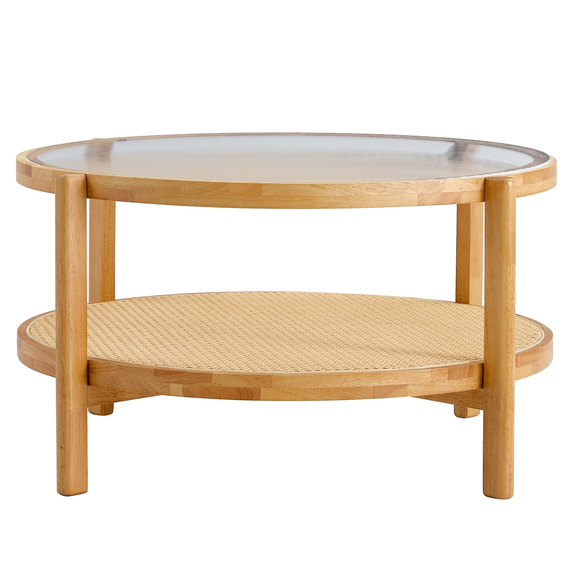 Modern Style Circular Double-Layer Solid Wood Coffee Table