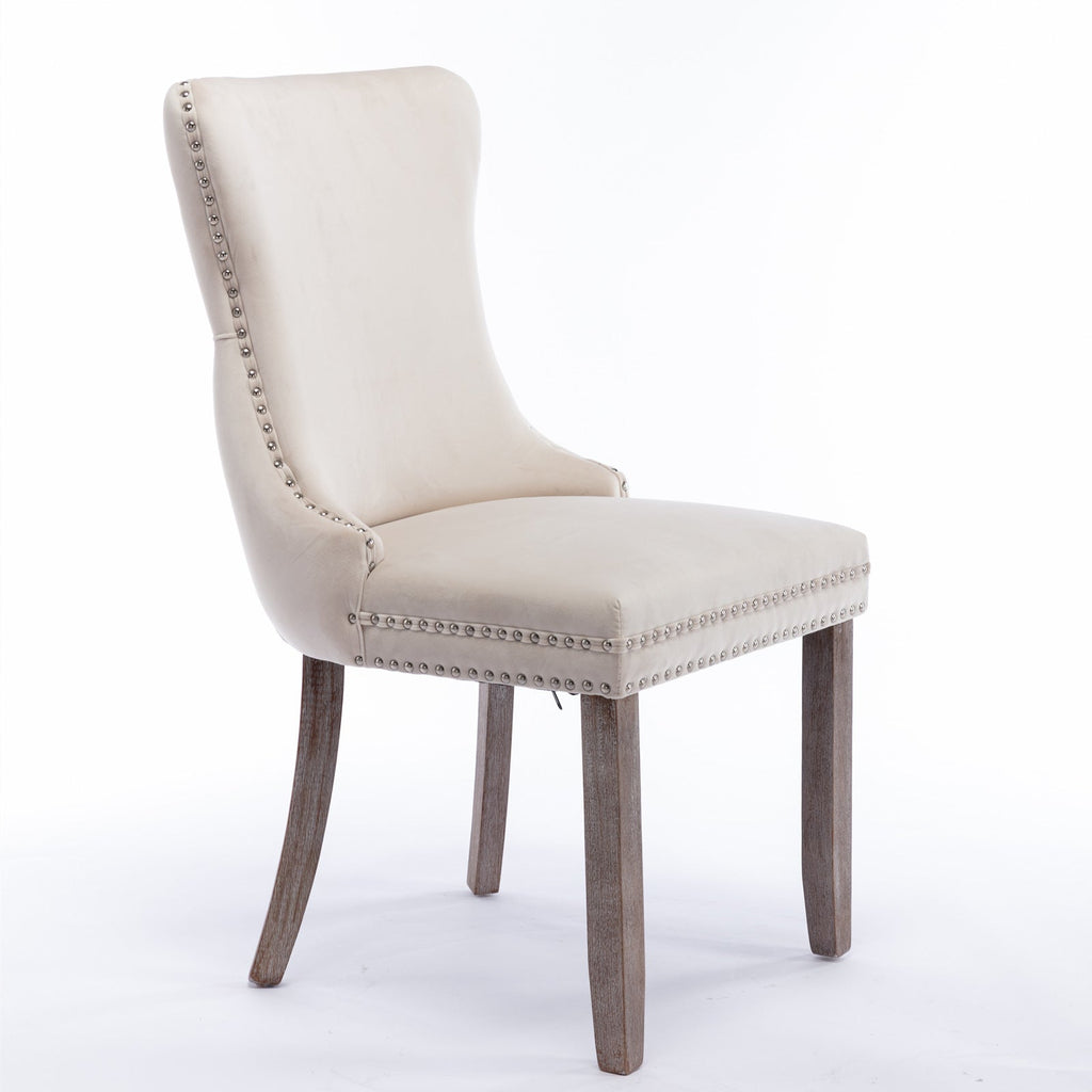 Modern Velvet Upholstered Wing-Back Dining Chairs (Set of 2)