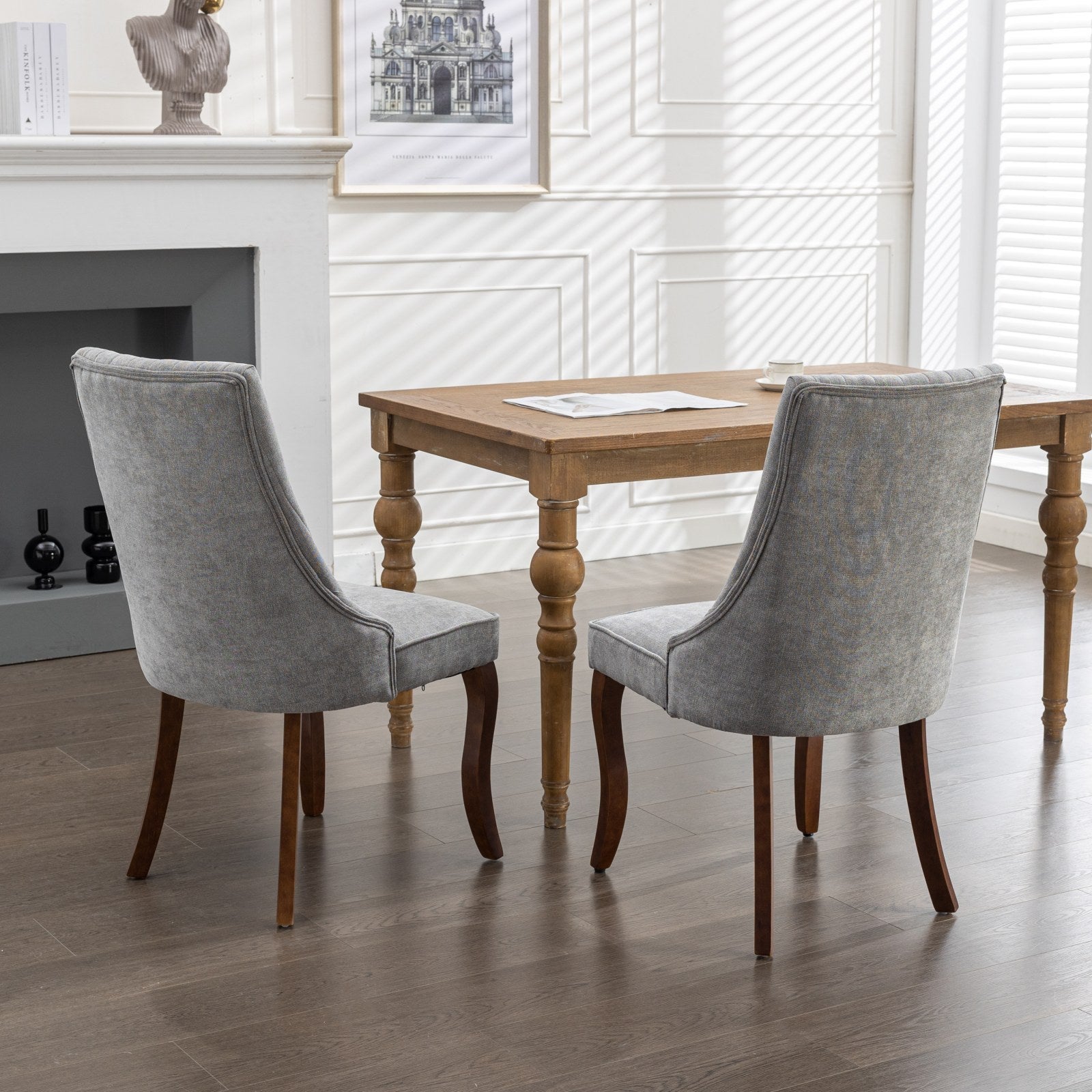 Rayon Cloth Flocking Velvet/Linen Dining Chairs (Set of 2)