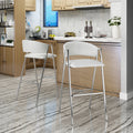 Modern PU Bar Stools with Low Back and Arms (Set of 2)