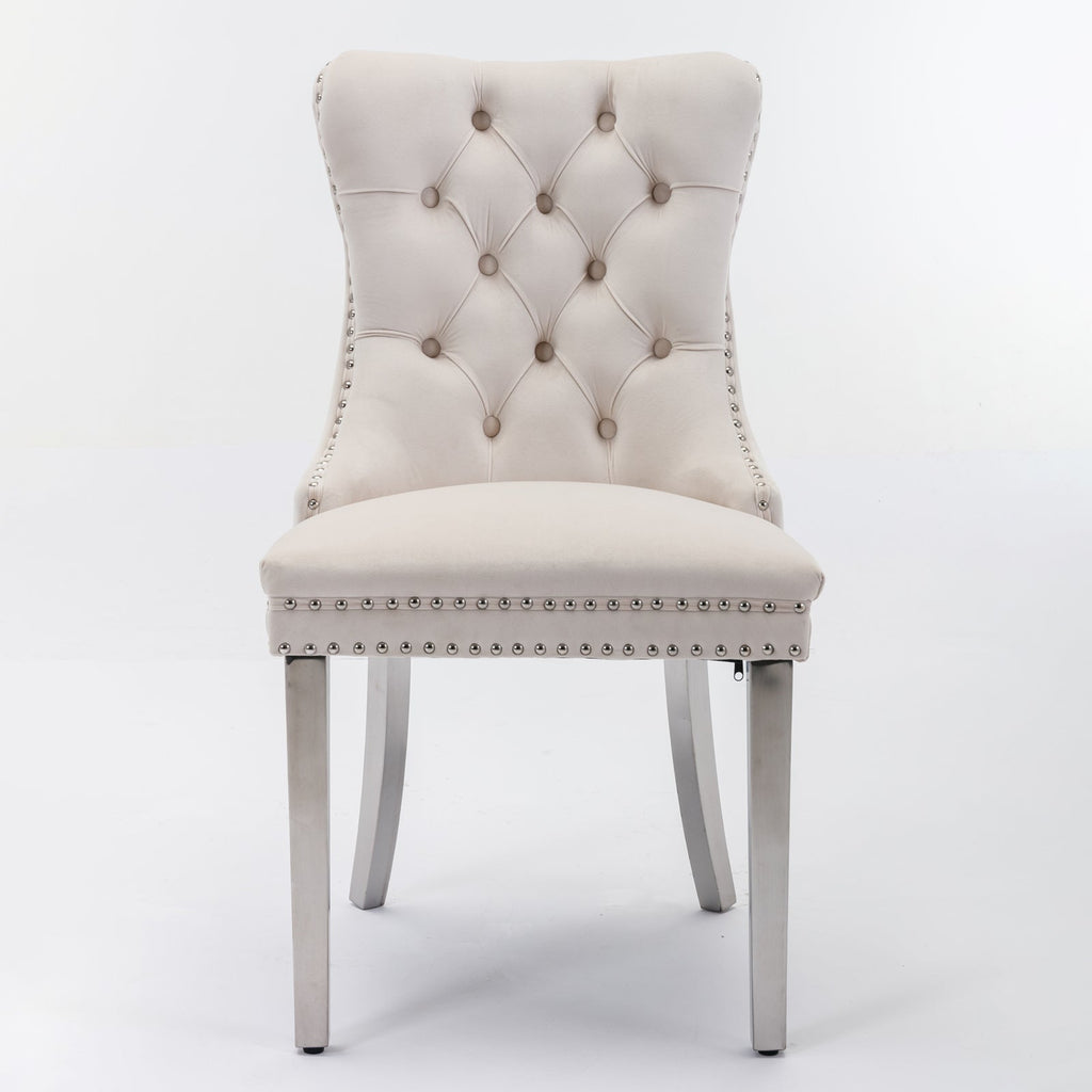 Modern High-end Tufted Solid Wood Velvet Dining Chairs (Set of 2)