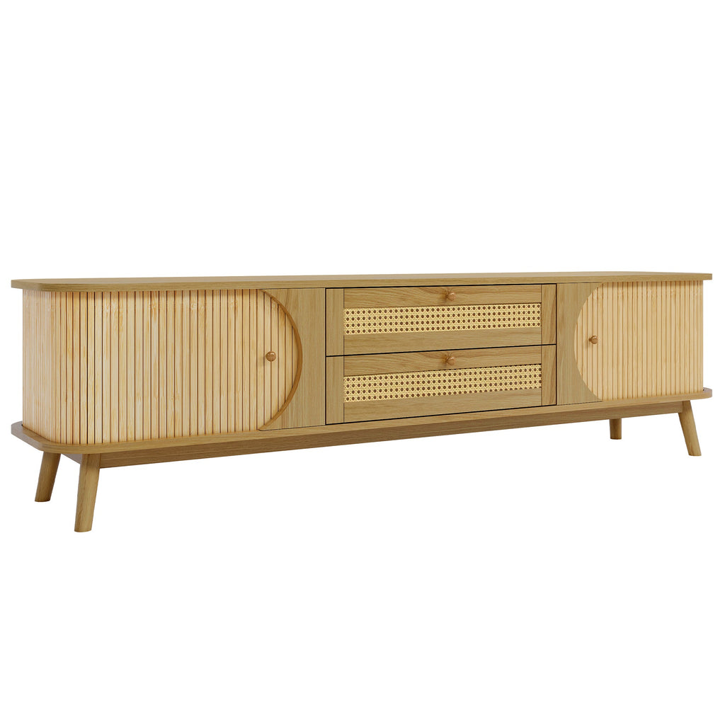 Modern Farmhouse Rattan TV Stand  Up to 75''