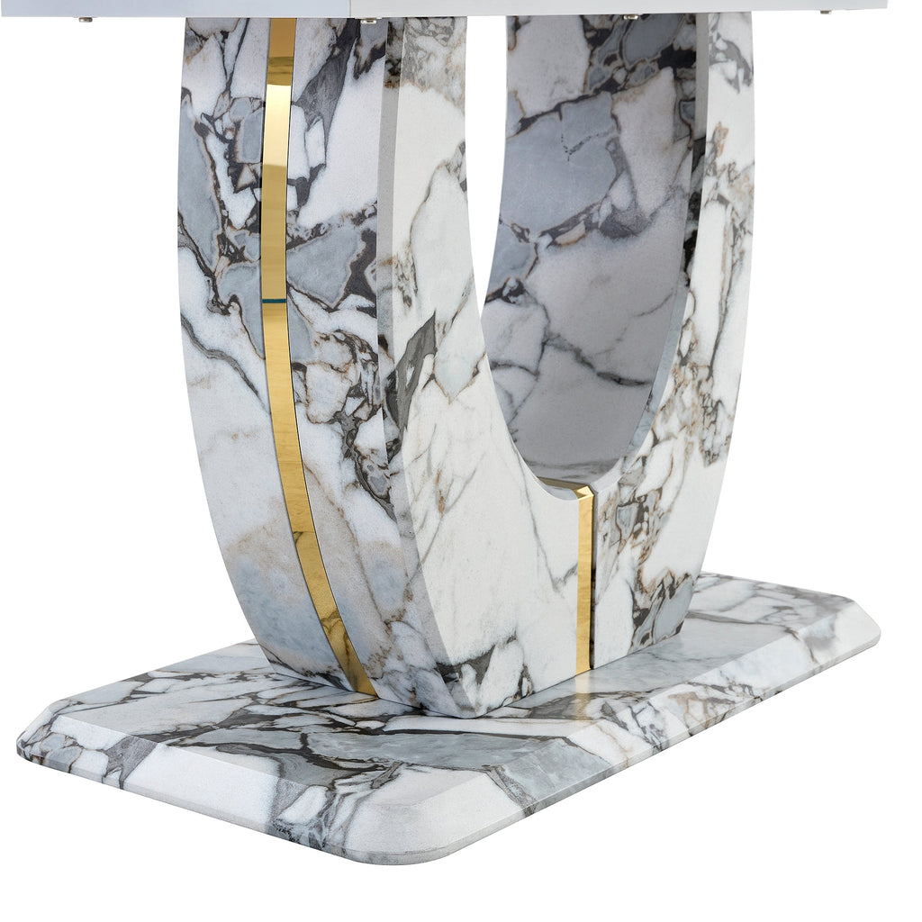 Modern 63'' Imitation Marble Dining Table for 4-6 people