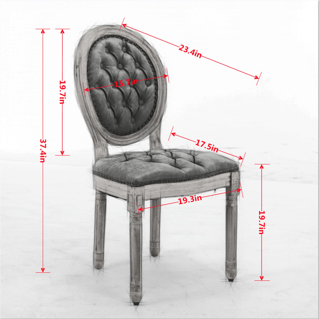 French Style Antique Painting PU Dining Chairs (Set of 2)